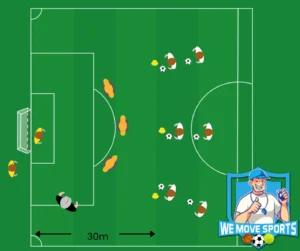 Voetbal warming up