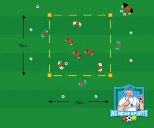 voetbal pass oefening onder 12