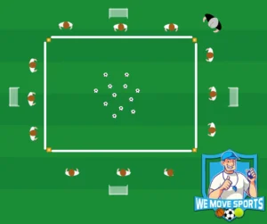 voetbal warming up spel