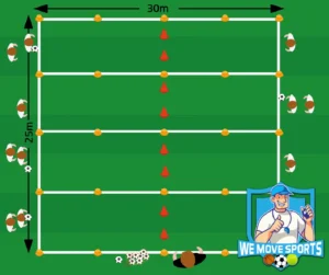 Pass oefening voetbal