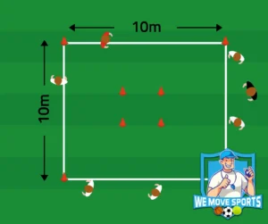 Warming up spel voetbal